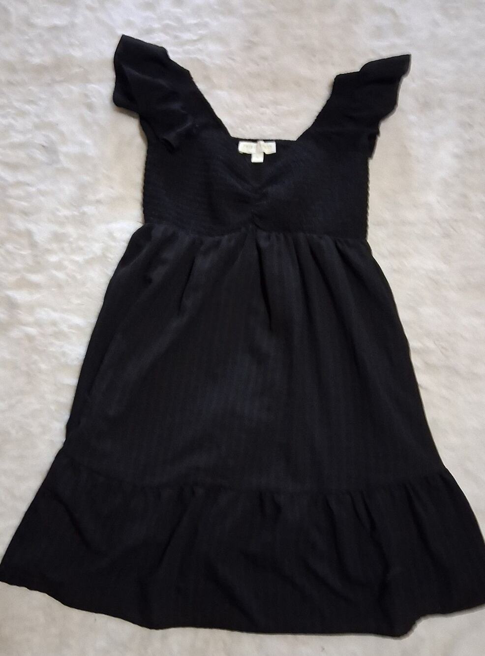 Black Smocked Ruffle Dress sz sm